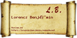 Lorencz Benjámin névjegykártya